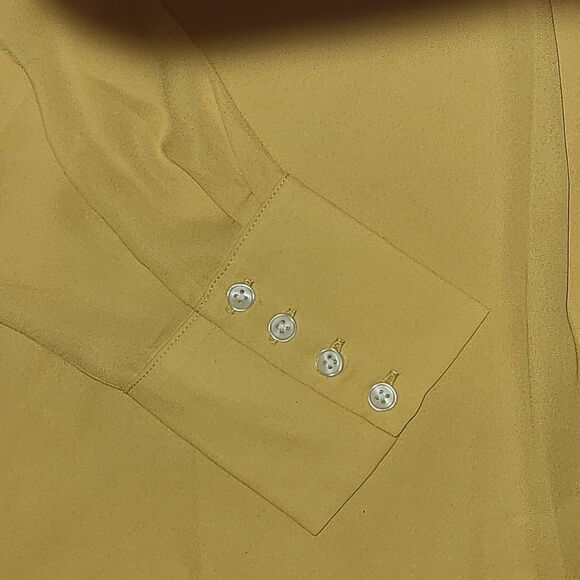 Ann Taylor yellow womens polyester stretch long sleeve flowy shirt size small - Picture 2 of 6